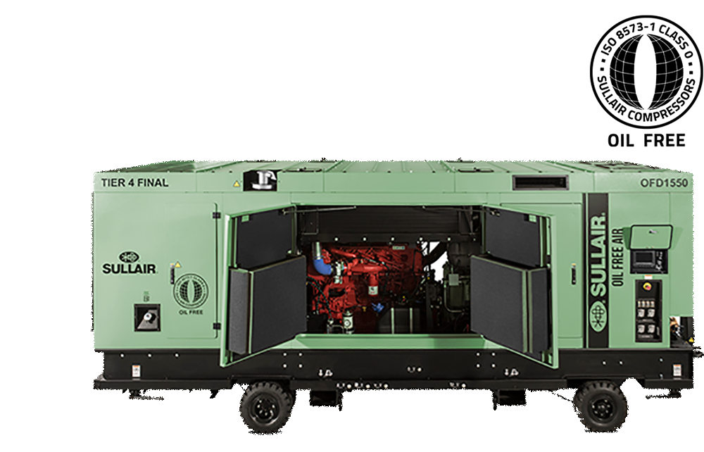 Sullair OFD1550 T4F Oil Free Portable Diesel Rotary Screw Compressor